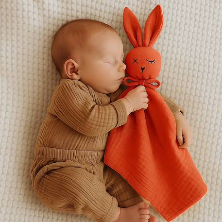 Doudou lange en coton bio Beige+Blanc+Fraise+Rose+Vert 18 - vertbaudet enfant 