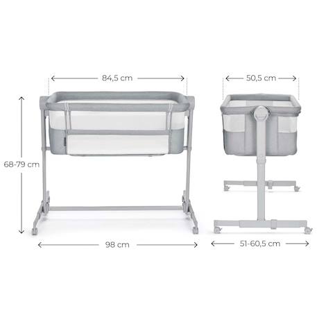 Lit Cododo Kinderkraft NESTEE UP 2 2 en 1 avec 5 Niveaux de Hauteur, Matelas Inclus, Roues avec Frein et Inclinaison Beige+Grey+Gris/clair 18 - vertbaudet enfant 