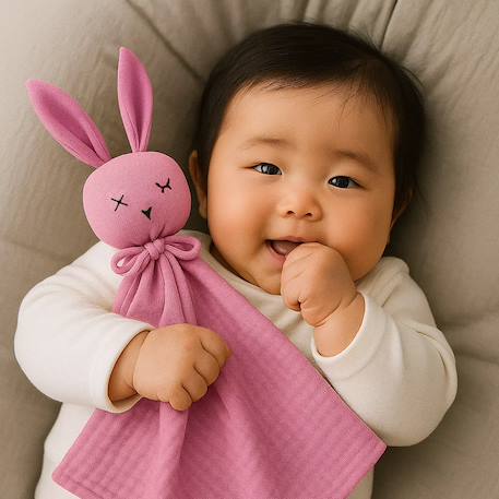 Doudou lange en coton bio Beige+Blanc+Fraise+Rose+Vert 22 - vertbaudet enfant 