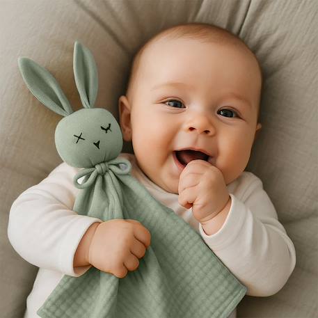 Doudou lange en coton bio Beige+Blanc+Fraise+Rose+Vert 27 - vertbaudet enfant 