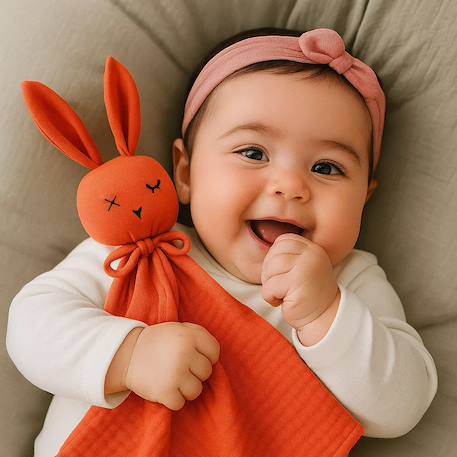 Doudou lange en coton bio Beige+Blanc+Fraise+Rose+Vert 14 - vertbaudet enfant 