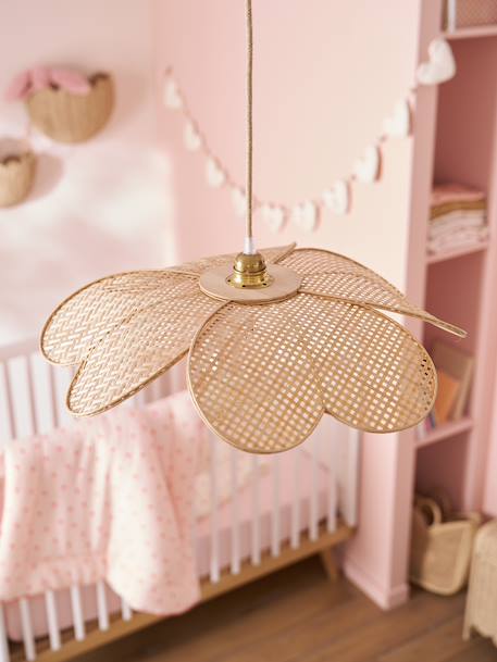 Abat-jour pour suspension fleur en bambou tressé beige 2 - vertbaudet enfant 