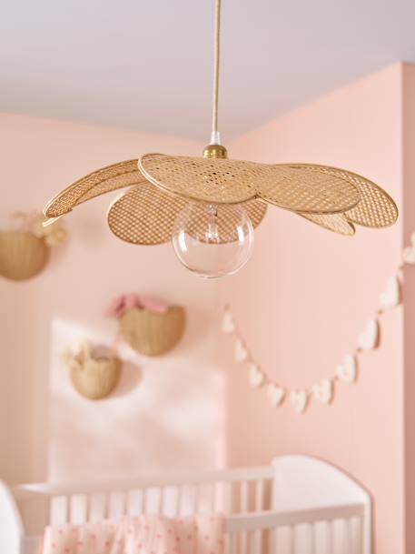 Abat-jour pour suspension fleur en bambou tressé beige 1 - vertbaudet enfant 