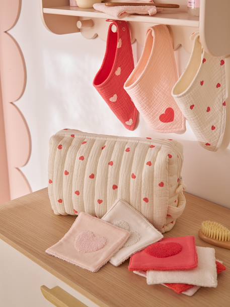 Trousse toilette Mama gaze coton beige imprimé+Mon coeur+Nuages 7 - vertbaudet enfant 