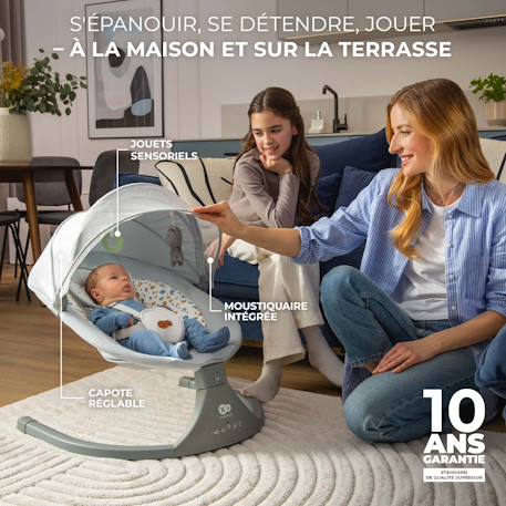 Balançoire transat bébé électrique 2en1 LUMI 2 - avec musique Gris foncé 2 - vertbaudet enfant 