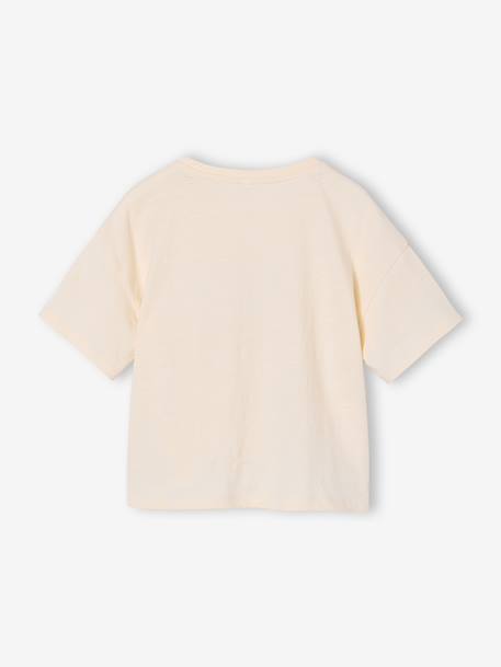 T-shirt manches courtes fille écru+kaki 2 - vertbaudet enfant 