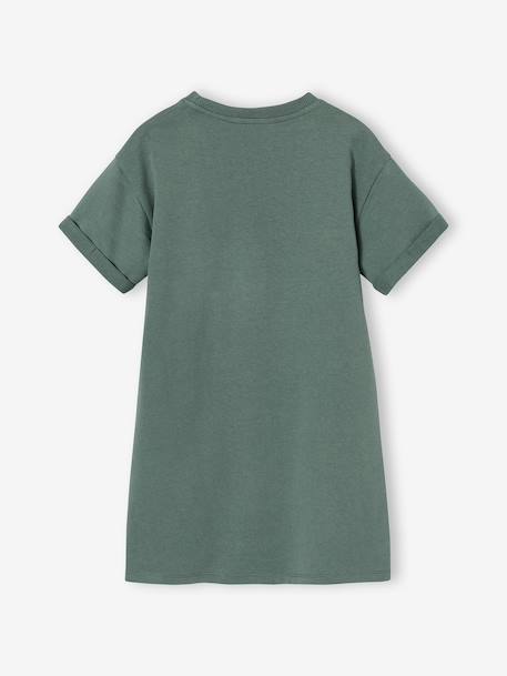 Robe fille en molleton léger motif gris chiné+rayé bleu+vert+vert sauge 12 - vertbaudet enfant 