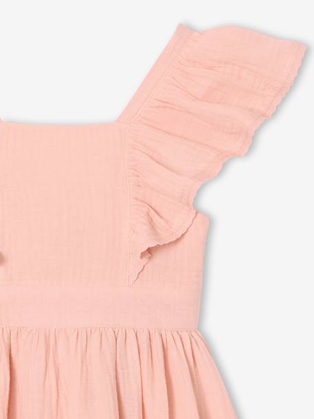 Robe fille mi-longue gaze de coton rose pâle 4 - vertbaudet enfant 