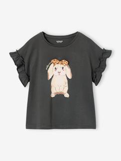 T-shirt fille motif fantaisie manches courtes volantées  - vertbaudet enfant