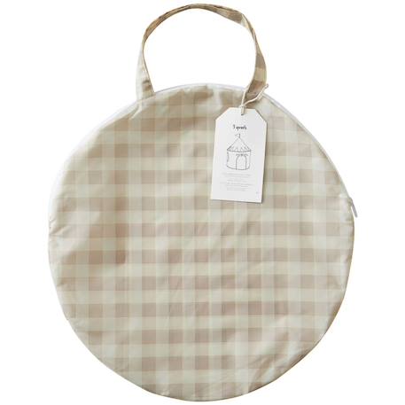 Tente de jeu en tissu recyclé vichy Beige, écru+Bleu, écru 4 - vertbaudet enfant 
