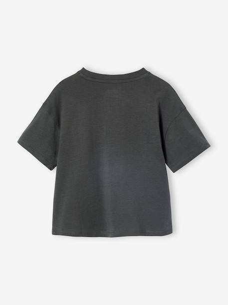 T-shirt fille imprimé manches courtes anthracite+jaune pâle+Léopard+sable 2 - vertbaudet enfant 