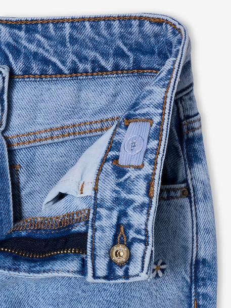 Jean large fille brodé bleu moyen+denim bleached 12 - vertbaudet enfant 