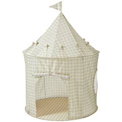 Jouet-Jeux d'imitation-Tente de jeu en tissu recyclé vichi beige