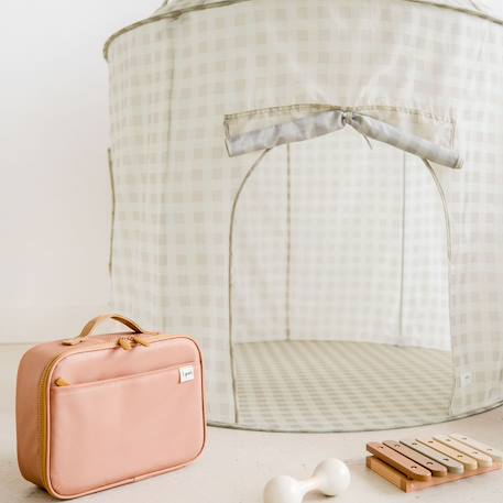 Tente de jeu en tissu recyclé vichy Beige, écru+Bleu, écru 3 - vertbaudet enfant 