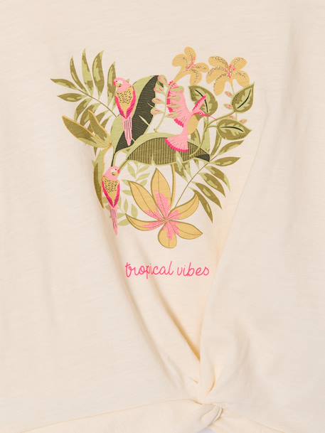 T-shirt manches courtes fille écru+kaki 3 - vertbaudet enfant 