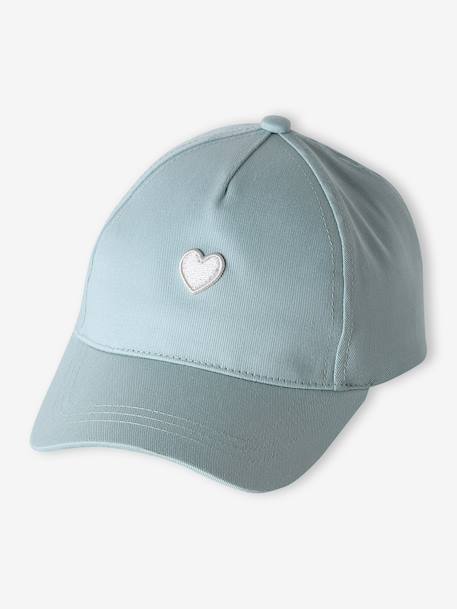 Casquette enfant fille coeur brodé bleu pâle+vert d'eau 6 - vertbaudet enfant 