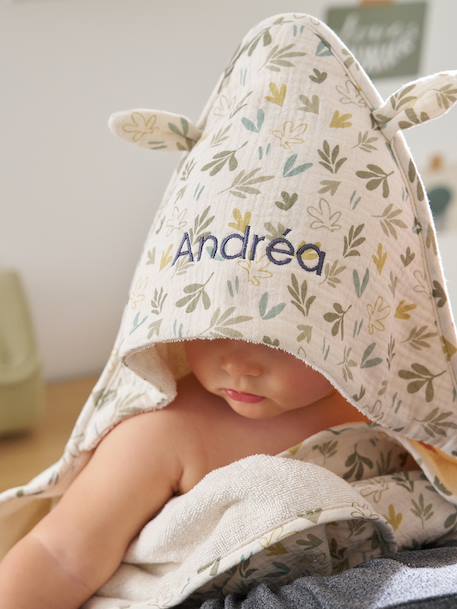 Cape bain gaze de coton personnalisable + gant de toilette BAYOU multicolore 2 - vertbaudet enfant 