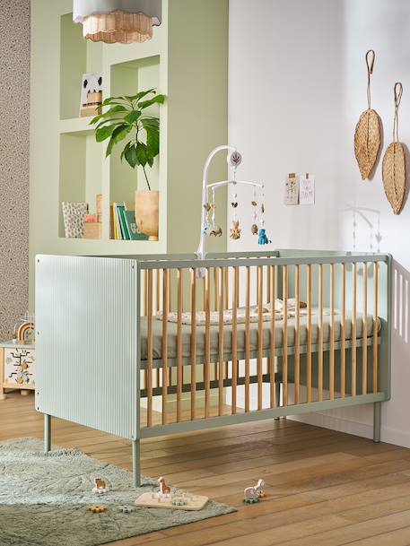 Lit bébé cannelé évolutif 70x140cm vert 1 - vertbaudet enfant 