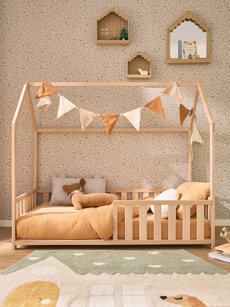Lit enfant cabane 70x140 cm blanc+bois 4 - vertbaudet enfant 