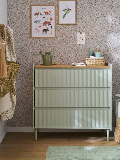 Commode 3 tiroirs Cannelé 42 cm vert 1 - vertbaudet enfant 