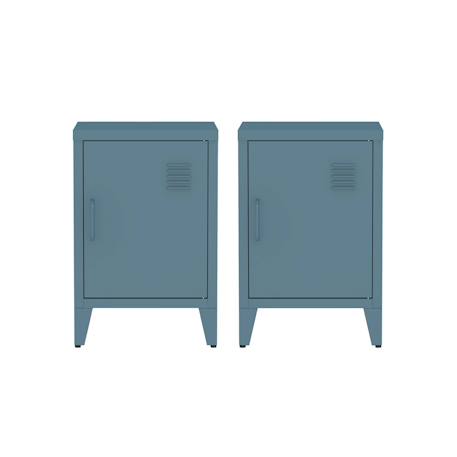 Lot de 2 tables de chevet industrielle métal, 1 porte Bleu gris+Lilas 5 - vertbaudet enfant 