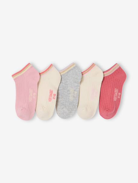 Lot de 5 paires de socquettes fille en maille côtelée écru 1 - vertbaudet enfant 