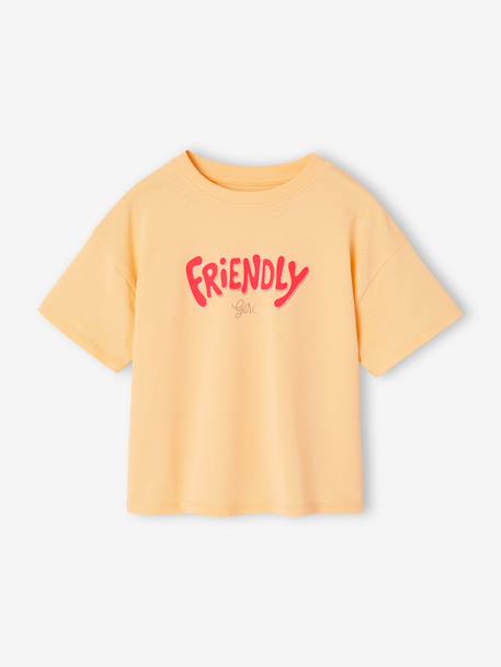T-shirt fille imprimé manches courtes anthracite+jaune pâle+Léopard+sable 6 - vertbaudet enfant 