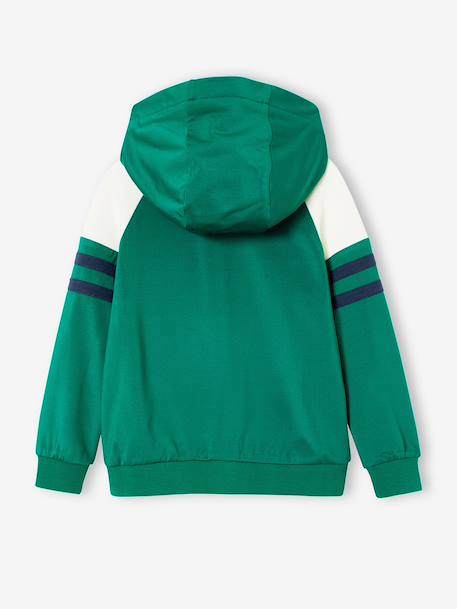 Sweat garçon zippé à capuche sport manches raglan marine+noix de pécan+vert 8 - vertbaudet enfant 