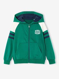 -Sweat garçon zippé à capuche sport manches raglan 