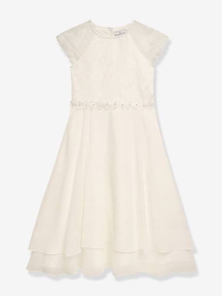 Fille-Robe de cérémonie DXYNTHIA avec haut en dentelle, fille DANAMADE, ivoire