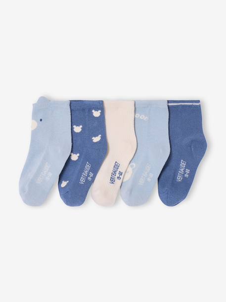 Lot de 5 paires de chaussettes « ourson » bébé Assorties+bleu chambray 4 - vertbaudet enfant 