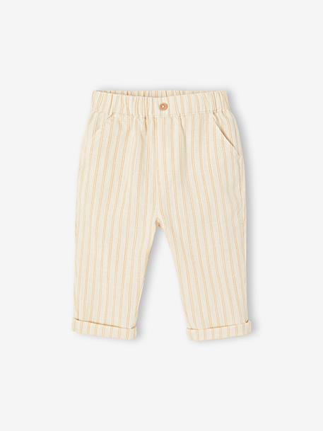 Pantalon bébé garçon rayé rayé beige 1 - vertbaudet enfant 