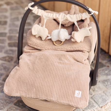 Nid d'ange passe sangle cloudy rib oatmeal (groupe 0+) Ecru+Marron 12 - vertbaudet enfant 