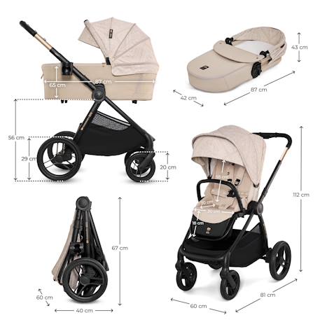 Poussette 2 en 1 Kinderkraft NEA 2 avec Nacelle Spacieuse, Roues Amorties, Siège Réversible et Pliage Compact Beige+Beige/sable+Gris+Gris clair+Noir+Noir/argent 12 - vertbaudet enfant 