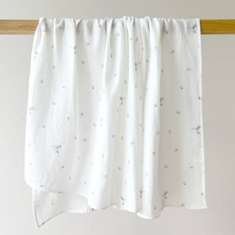 Maxi lange gaze de coton bio Ananas+Baleine+Citrons+Colibri+Fleurs beiges+Sable+Vichy vert 14 - vertbaudet enfant 