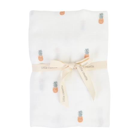 Maxi lange gaze de coton bio Ananas+Baleine+Citrons+Colibri+Fleurs beiges+Sable+Vichy vert 1 - vertbaudet enfant 