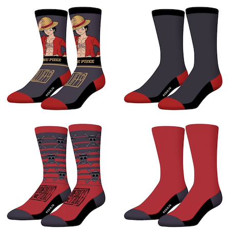 Lot de 4 paires de chaussettes  one piece Noir/gris/rouge/beige 1 - vertbaudet enfant 