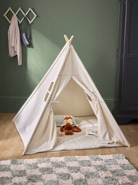 Tente enfant charly en gaze de coton Carreaux bleu+Imprimé  bianca 3 - vertbaudet enfant 