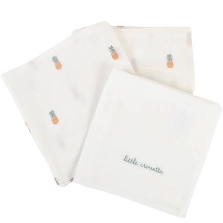 Lot de 3 langes gaze de coton bio Ananas+Baleine+Beige+Bleu+Citrons+Colibri (parme)+Forêt+Noel magique+Sable+Vert sauge 2 - vertbaudet enfant 
