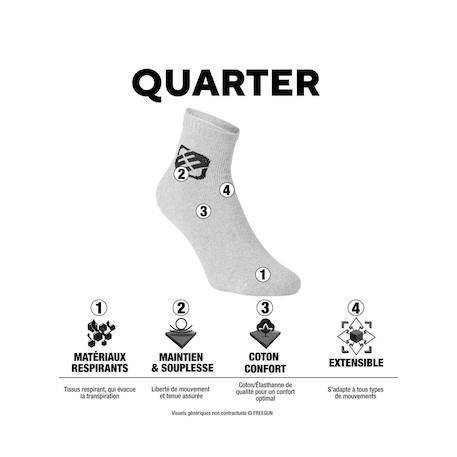 Lot de 6 paires de chaussettes quarter  modèle frgn noir Noir/blanc 3 - vertbaudet enfant 