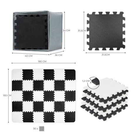 Tapis de jeu puzzle pour enfants - mousse douce et antidérapante Jaune+Noir 12 - vertbaudet enfant 