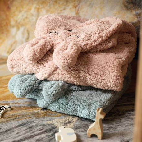 Couverture nomade bunny nougat (100 x 105 cm) Beige+Beige, gris, marron+Biscuit, noir+Ecru, marron+Rose sauvage+Sable, noir 30 - vertbaudet enfant 