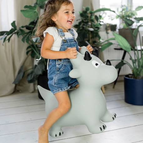 Animal sauteur gonflable Blanc - licorne+Gris - chien+Gris - poney+Gris clair - élan+Gris foncé - lapin+Noir - vache+Pistache - dino+Sable - hippo 35 - vertbaudet enfant 
