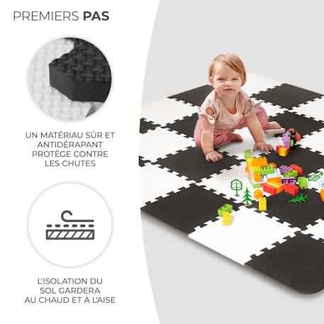Tapis de jeu puzzle pour enfants - mousse douce et antidérapante Jaune+Noir 9 - vertbaudet enfant 