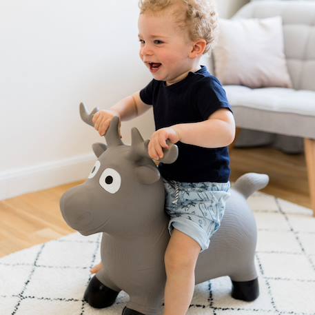 Animal sauteur gonflable Blanc - licorne+Gris - chien+Gris - poney+Gris clair - élan+Gris foncé - lapin+Noir - vache+Pistache - dino+Sable - hippo 18 - vertbaudet enfant 