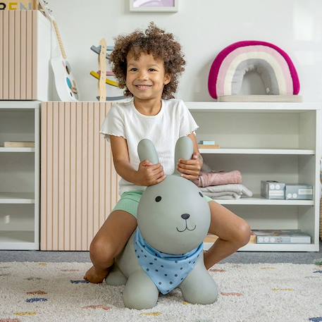 Animal sauteur gonflable Blanc - licorne+Gris - chien+Gris - poney+Gris clair - élan+Gris foncé - lapin+Noir - vache+Pistache - dino+Sable - hippo 23 - vertbaudet enfant 