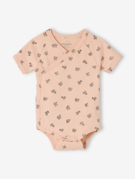 Lot 5 bodies manches courtes fleuris rose 4 - vertbaudet enfant 