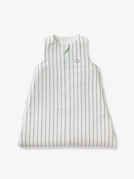 Gigoteuse été ouverture centrale personnalisable en gaze de coton RAYURE vert sauge 4 - vertbaudet enfant 