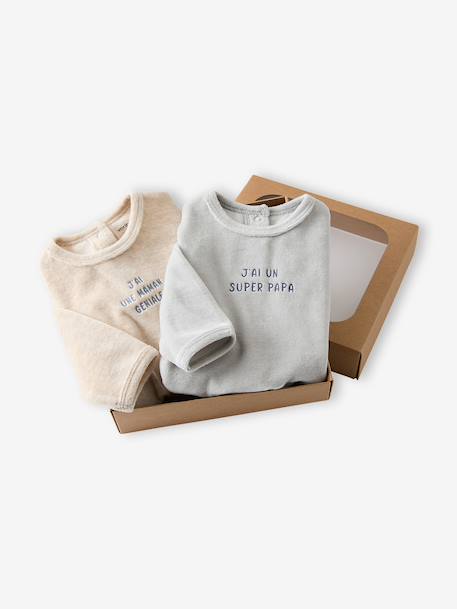 Coffret 2 pyjamas bébé garçon en velours bleu glacier 1 - vertbaudet enfant 