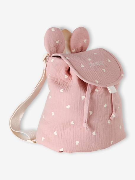 Sac à dos personnalisable en gaze de coton animation oreilles bleu nuit+léopard+multicolore+rose+rose poudré+vert sauge 22 - vertbaudet enfant 